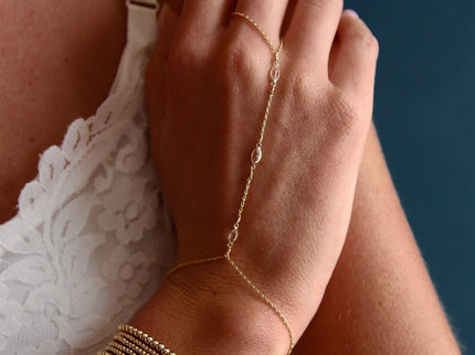 Hand Chain con Topacio blanco