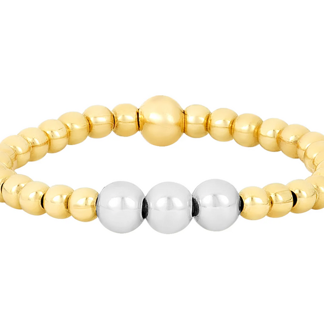 Anillo Clásico Mix Cuentas de Plata 2MM