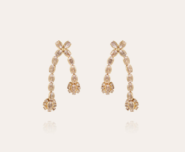 Pendientes Rivera Asimetricos Bañados En Oro Con Circonita