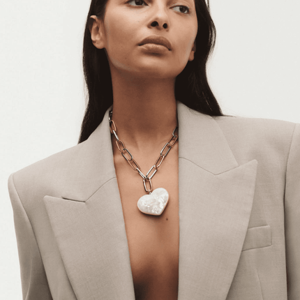 Collar Corazon Blancos mujer