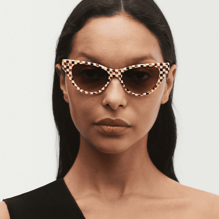 Suzy Cat-Eye Tortoise Checker Sunglasses