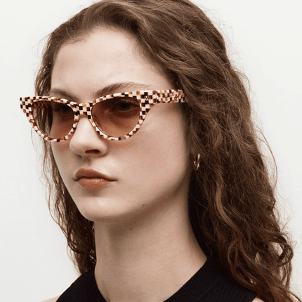 Suzy Cat-Eye Tortoise Checker Sunglasses