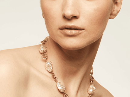 Collar Biwa Arcoiris Dorado