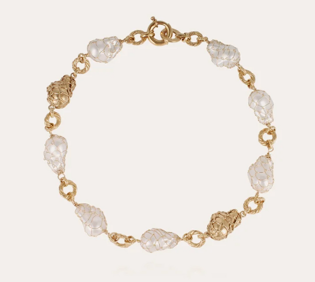 Collar Biwa Arcoiris Dorado