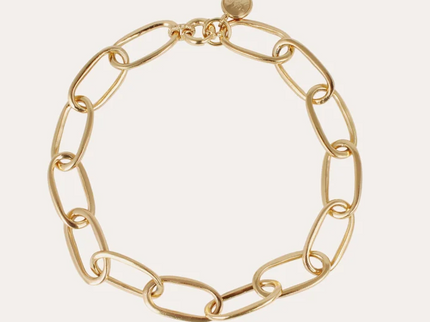 Collar De Malla Ovalada En Oro