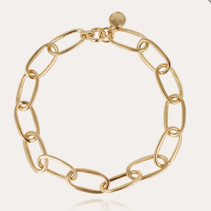 Collar chapado en oro con cadena de eslabones ovalados grandes. 