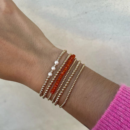 14k Gold Bracelet with 3 White Pearls