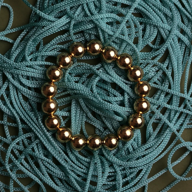 Pulsera de bolitas 14K gold filled de 10 mm con brillo intenso y gran volumen