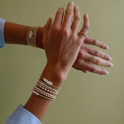 14k Gold Pearl Bar Bracelet