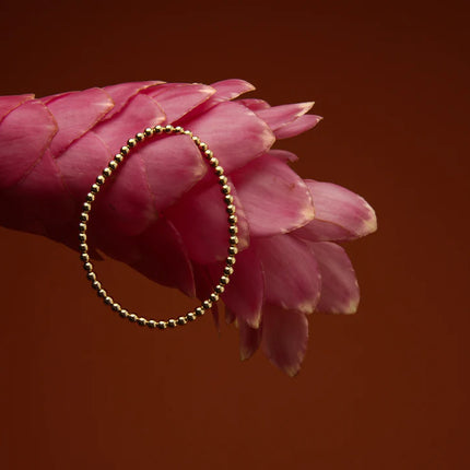 Pulsera artesanal de bolitas doradas 14K gold filled Costa Rica