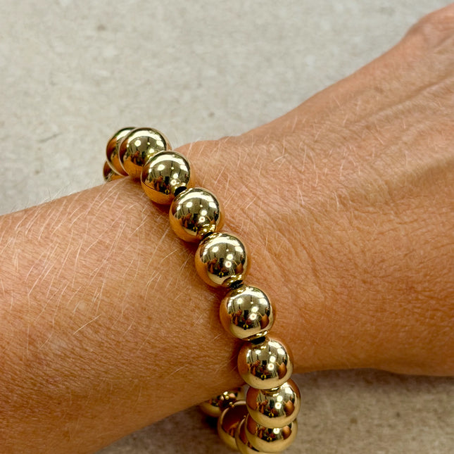 Pulsera de oro 14K gold filled de 10 mm hecha a mano en Los Ángeles