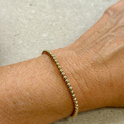 Pulsera de bolitas de 3 mm en oro 14K gold filled hecha a mano en Los Ángeles
