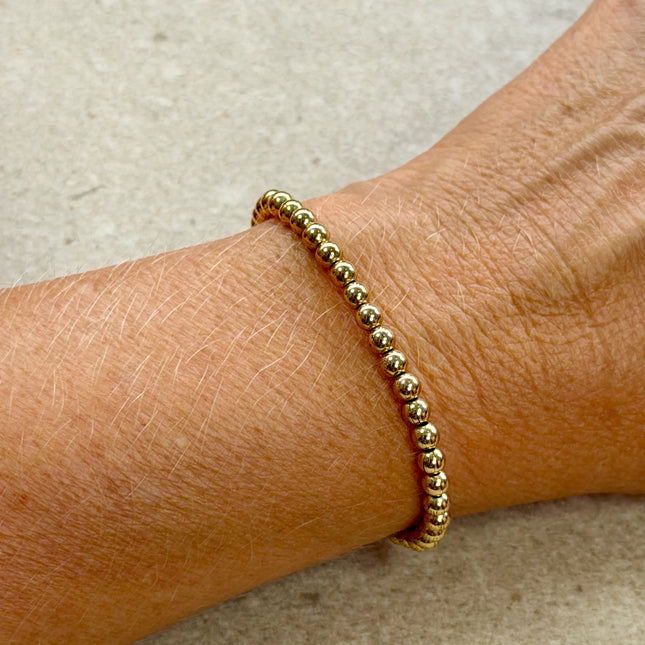 Pulsera de oro 14K gold filled de 4 mm hecha a mano en Los Ángeles