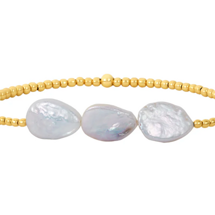 Pulsera de 3 Perlas en Forma de Pera en Oro 14K