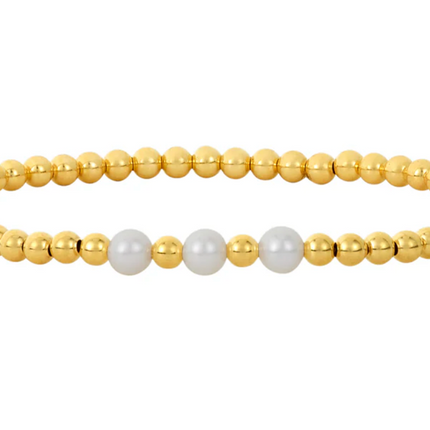 14k Gold Bracelet with 3 White Pearls