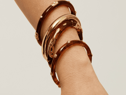 Pulsera Caftan Acetato Dorado (Verde Oscuro)