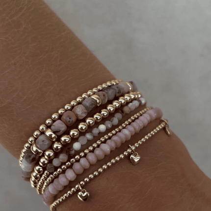 Gold Bracelet with 3 Heart Charms