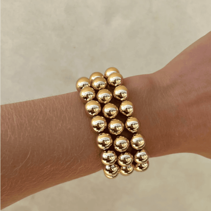 14K Gold Filled 10mm Beaded Bracelet Handmade in Los Angeles
