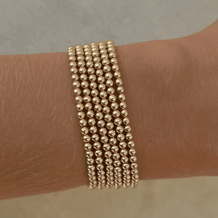 14K Gold Filled 3mm Beaded Bracelet Handmade in Los Angeles
