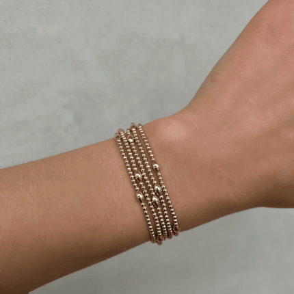 3mm Gold Bracelet and Orzo Gold Filled Pattern