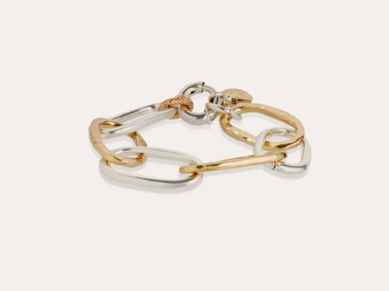 Pulsera De Malla Ovalada Bicolor