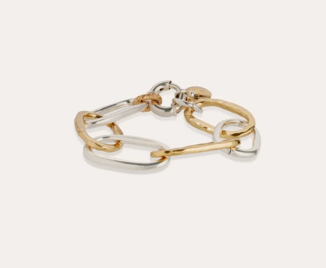 Pulsera De Malla Ovalada Bicolor