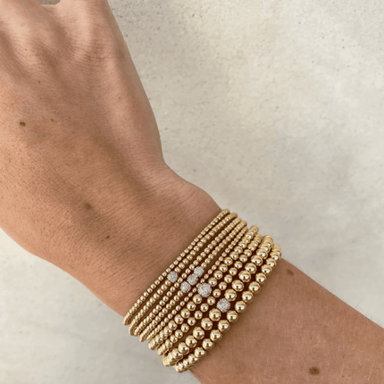 14K Gold Bracelet with Diamond Bead