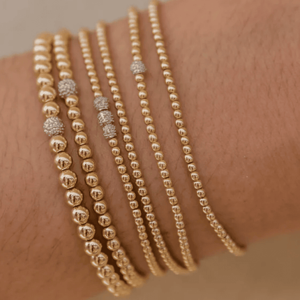 14K Gold Bracelet with Diamond Bead