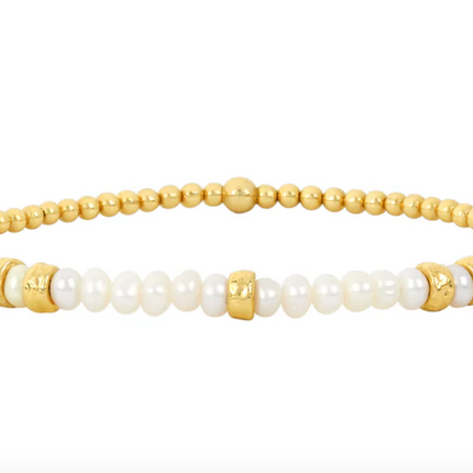 Pearl Bracelet with 14K Gold Rondelles