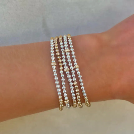 Gold and Silver Bracelet with 3mm 14K Gold Rondelle