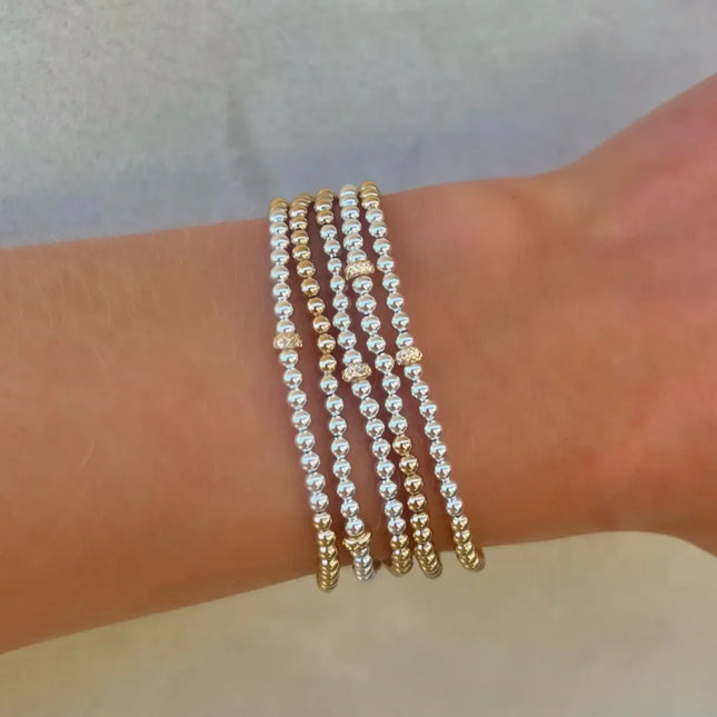 Gold and Silver Bracelet with 3mm 14K Gold Rondelle