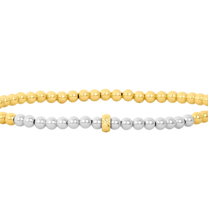 Gold and Silver Bracelet with 3mm 14K Gold Rondelle