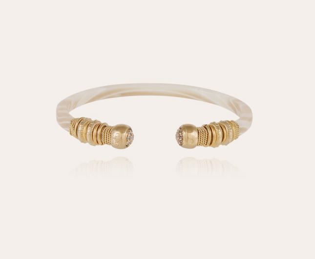 Pulsera Sari De Acetato Con Strass Dorado (Marfil)