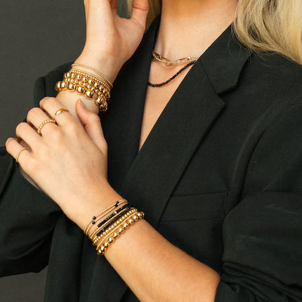 Black Spinel and 14k Gold Bracelet