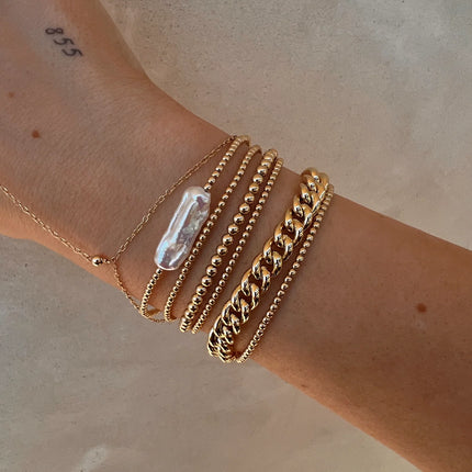 14k Gold Pearl Bar Bracelet