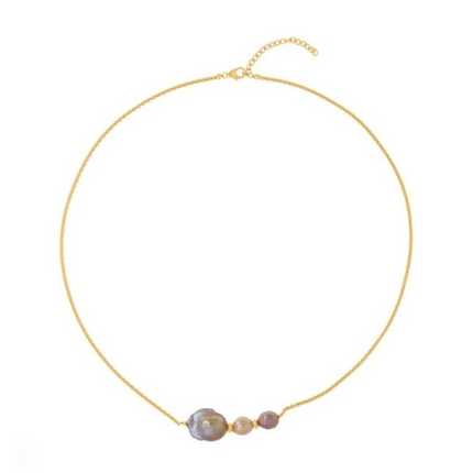 Collar con tres perlas barrocas