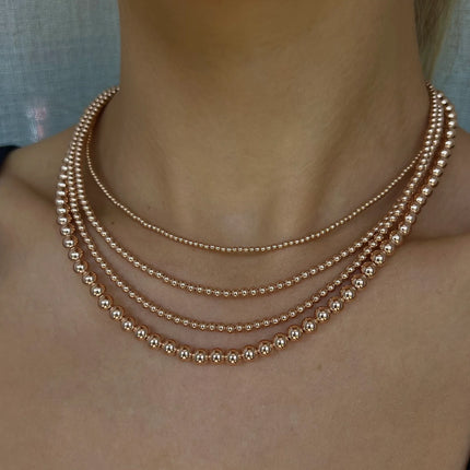 collar de cuentas de oro 2mm