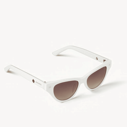 Gafas de sol redondas de ojo de gato blancas