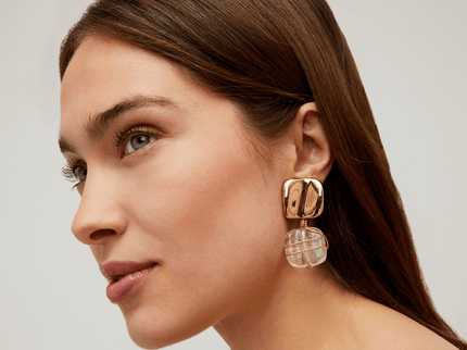 Pendientes Cuadrados Arcoiris Dorado