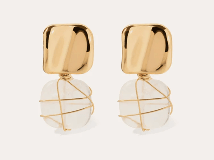 Pendientes Cuadrados Arcoiris Dorado