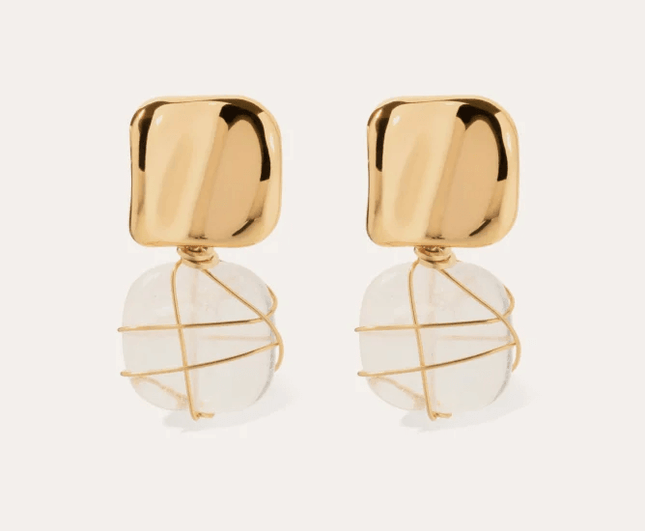 Pendientes Cuadrados Arcoiris Dorado