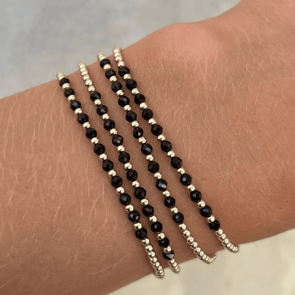 Black Spinel Bracelet with 14K Gold Pattern