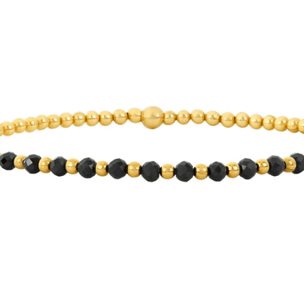 Black Spinel Bracelet with 14K Gold Pattern