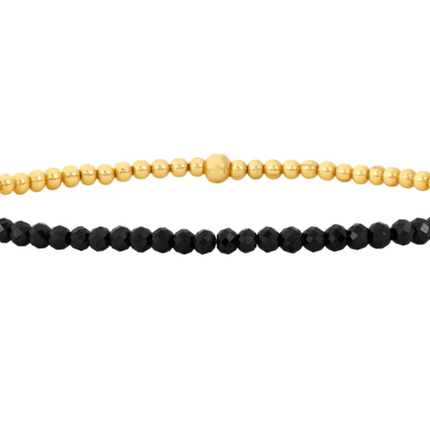 Black Spinel and 14k Gold Bracelet