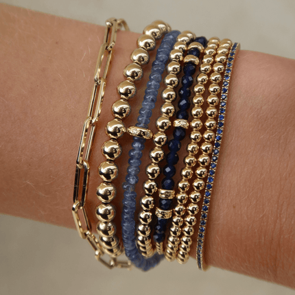 14K Gold Blue Sapphire and Rondelle Bracelet